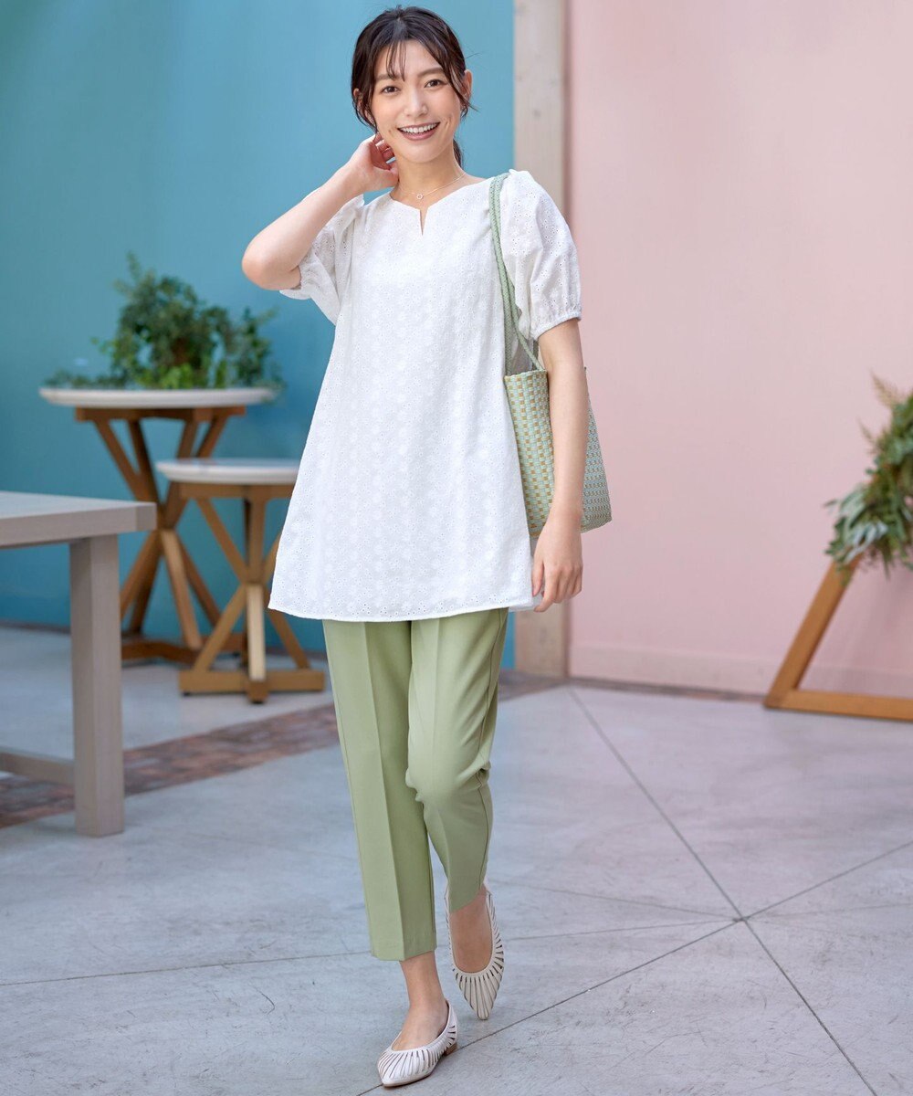 Tiaclasse 【2TYPE/総レース・袖レース】パンチングレースパフスリーブチュニックブラウス 