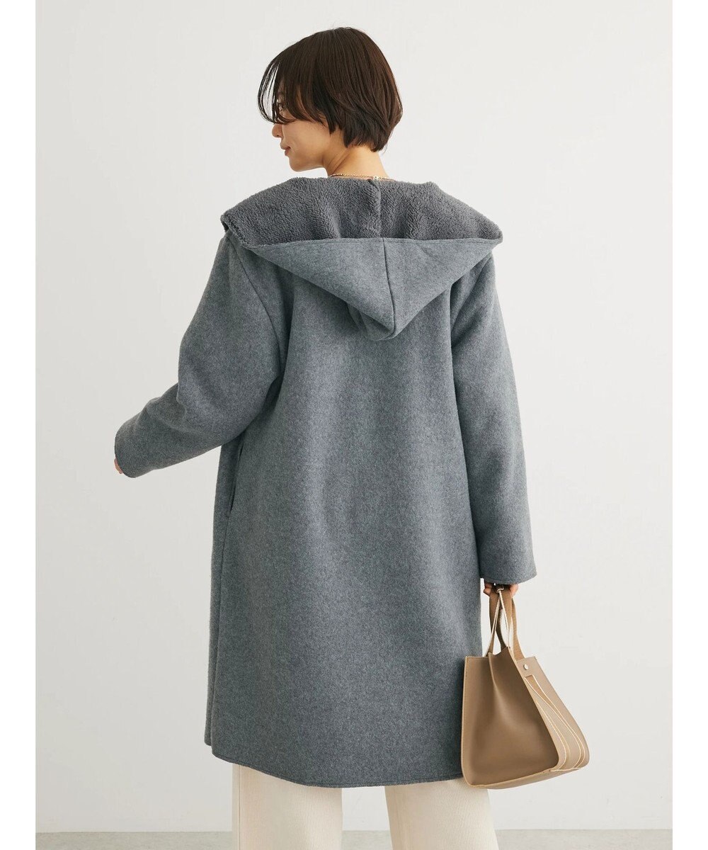 Green Parks フード付き裏ボアロングコーディガン 