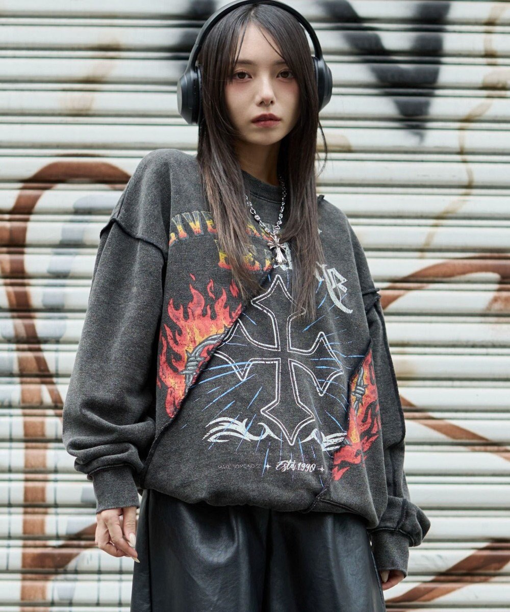 WEGO 【ユニセックス着用ITEM】ヴィンテージグラフィックドッキングプルオーバー 