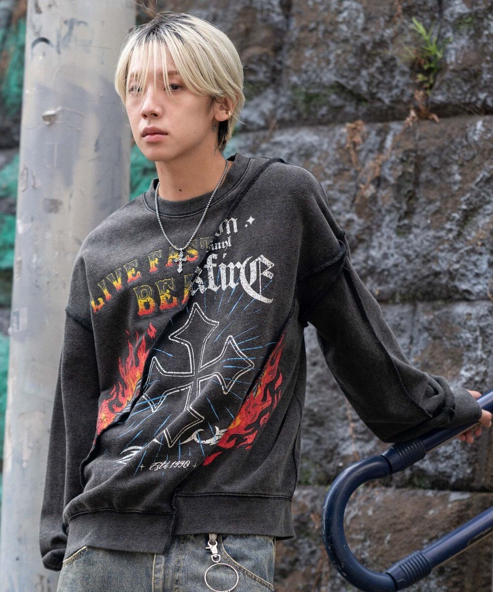 WEGO 【ユニセックス着用ITEM】ヴィンテージグラフィックドッキングプルオーバー 