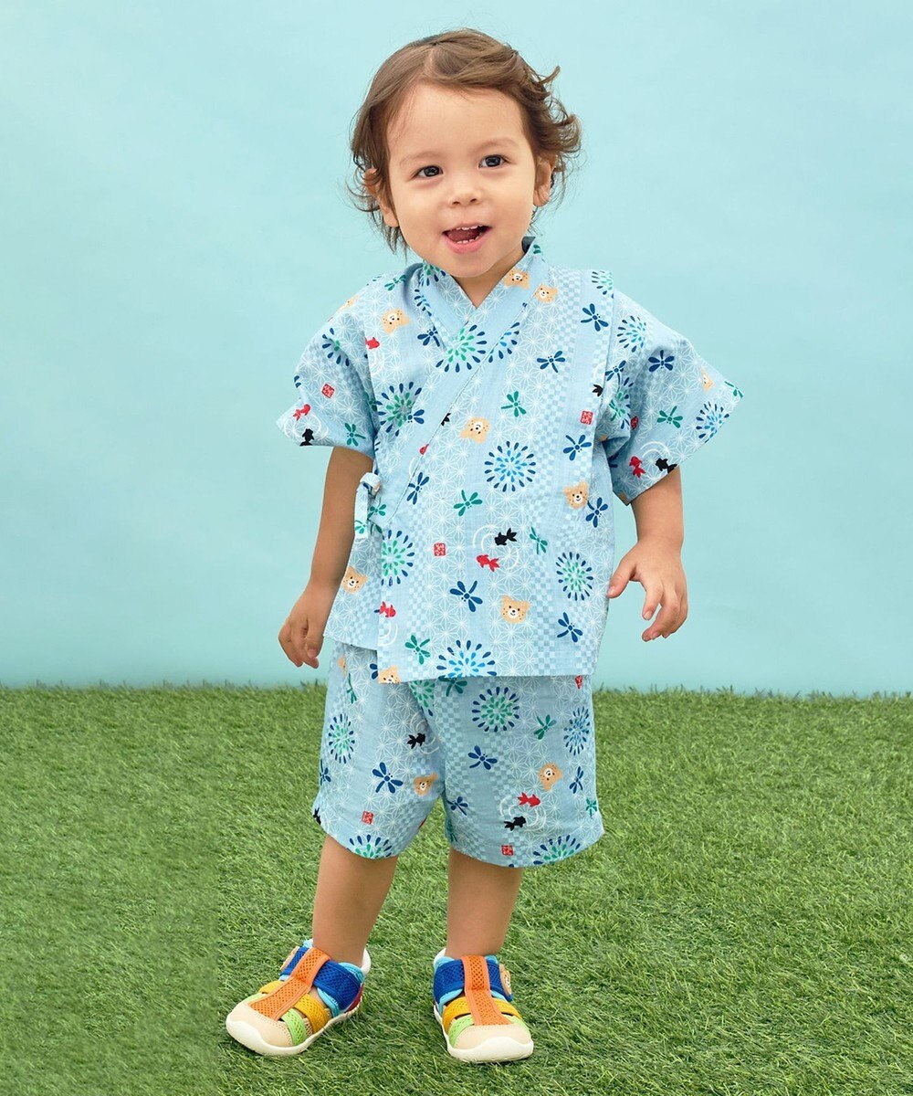 MIKI HOUSE HOT BISCUITS 【80-120cm】総柄 甚平スーツ 