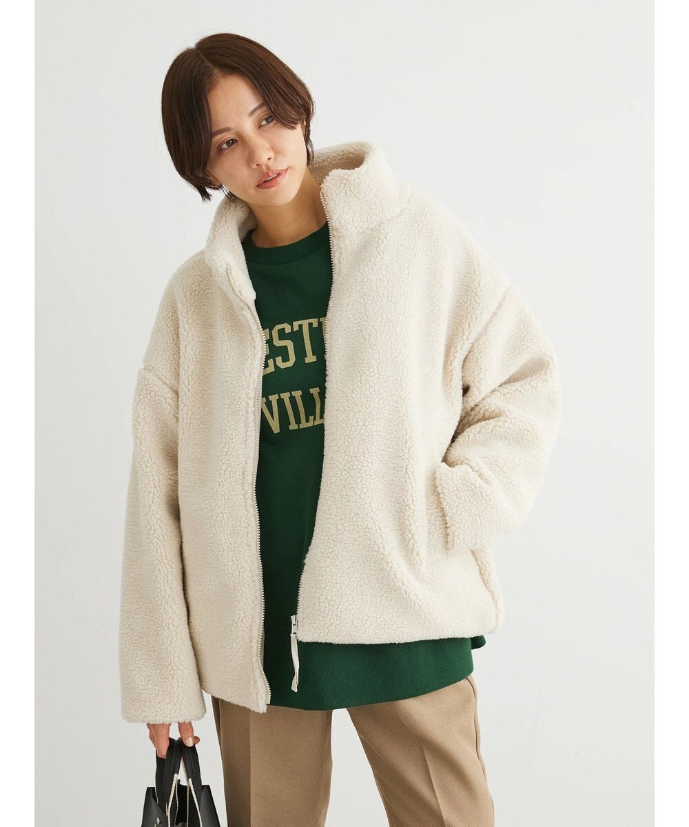 Green Parks スタンドカラーボアブルゾン 