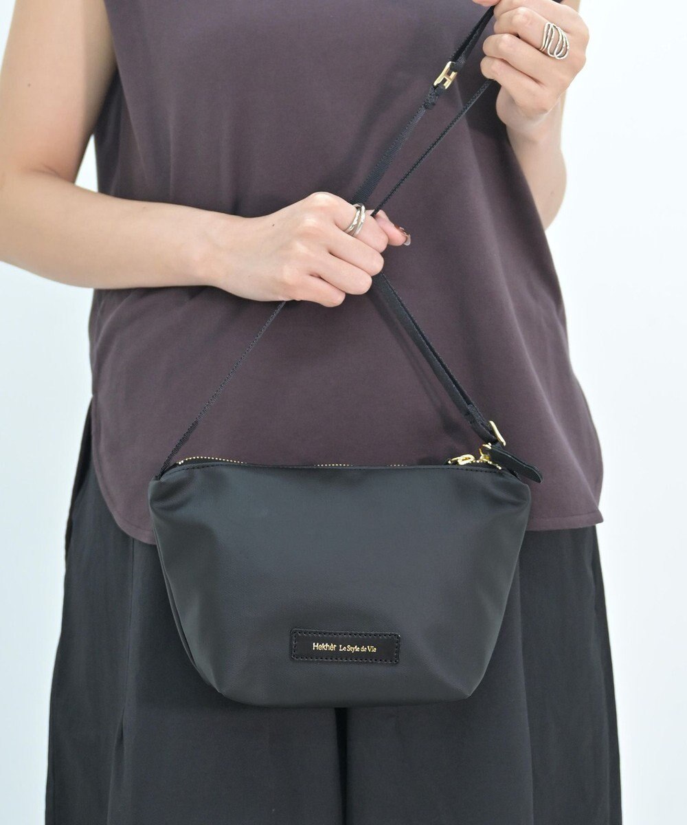 Hekhèr Le Style de Vie 新型追加【日本製 / 汚れにくい】PUコートコットンキャンバス×牛革付属 ショルダーバッグ 
