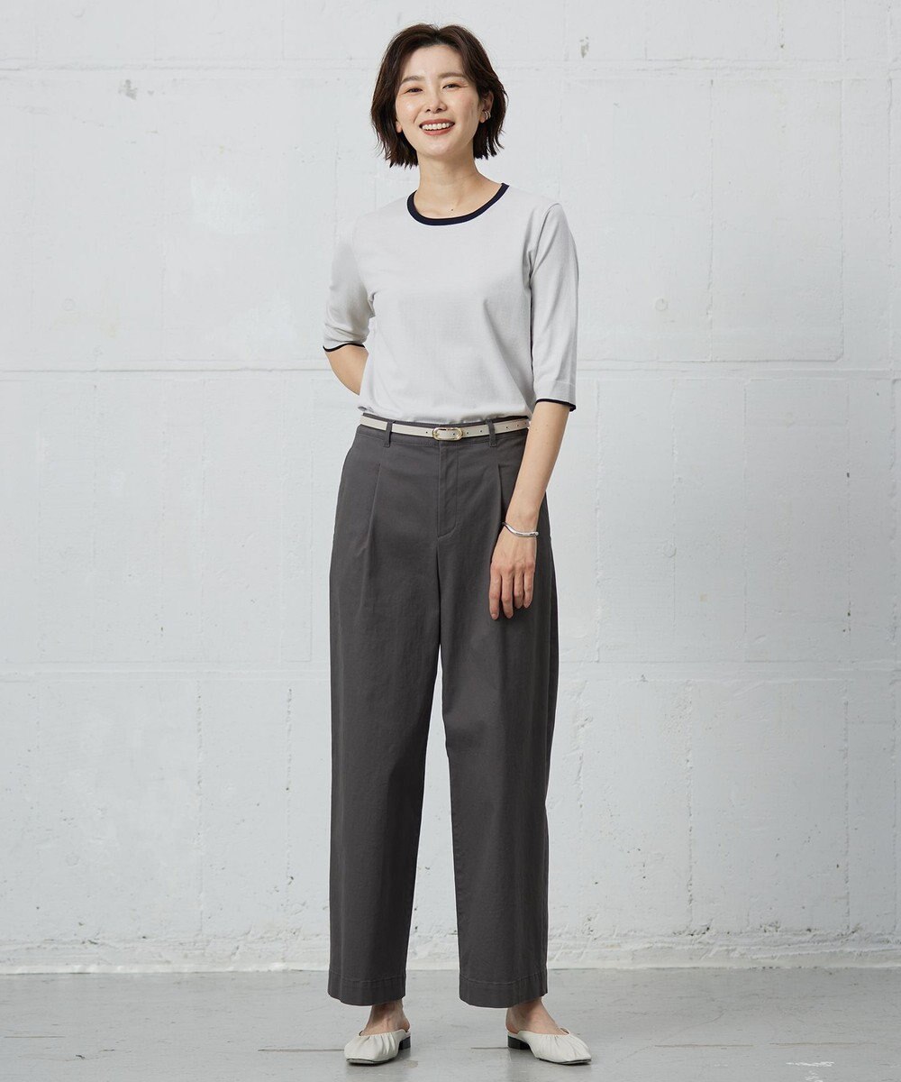 J.PRESS LADIES L 【洗える】20チノストレッチ ワイドパンツ 