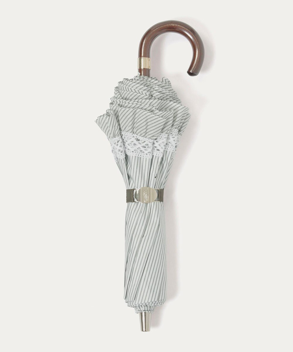 MOONBAT 【遮光/晴雨兼用日傘】POLO RALPH LAUREN(ポロ ラルフローレン) ストライプフリル 折りたたみ傘 楽折 遮熱 UV 