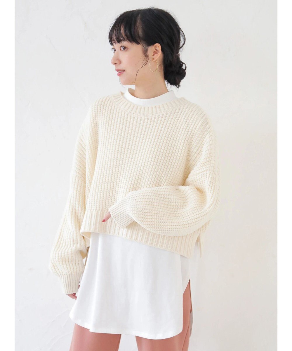 earth music&ecology ＳＥＴ２点ニットプルオーバー＋カットチュニック Ivory