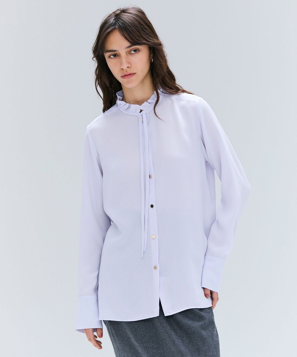 BEIGE， 【洗える】STOW / フリルタイブラウス 