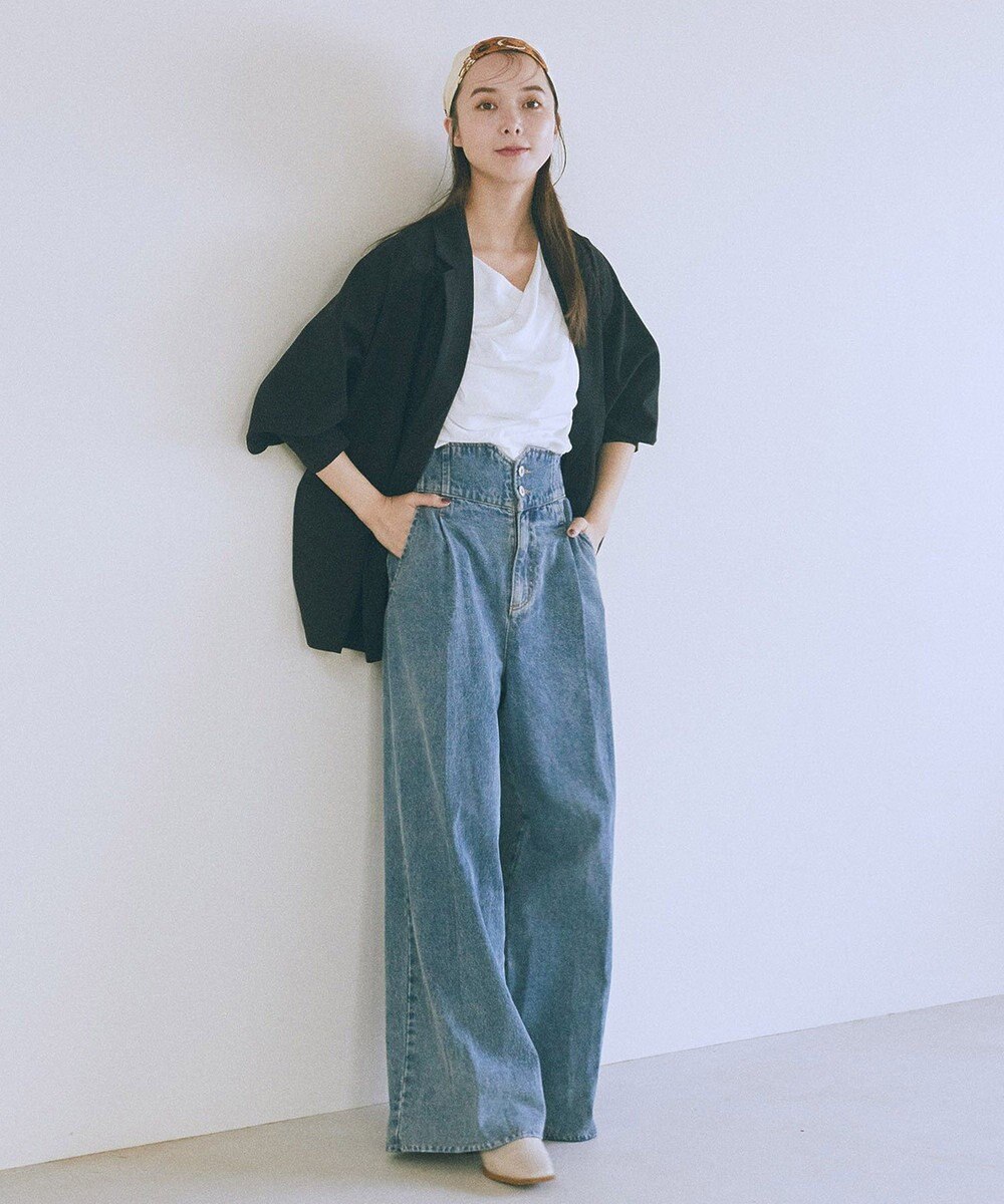 earth music&ecology ハイウエストデニムパンツ 