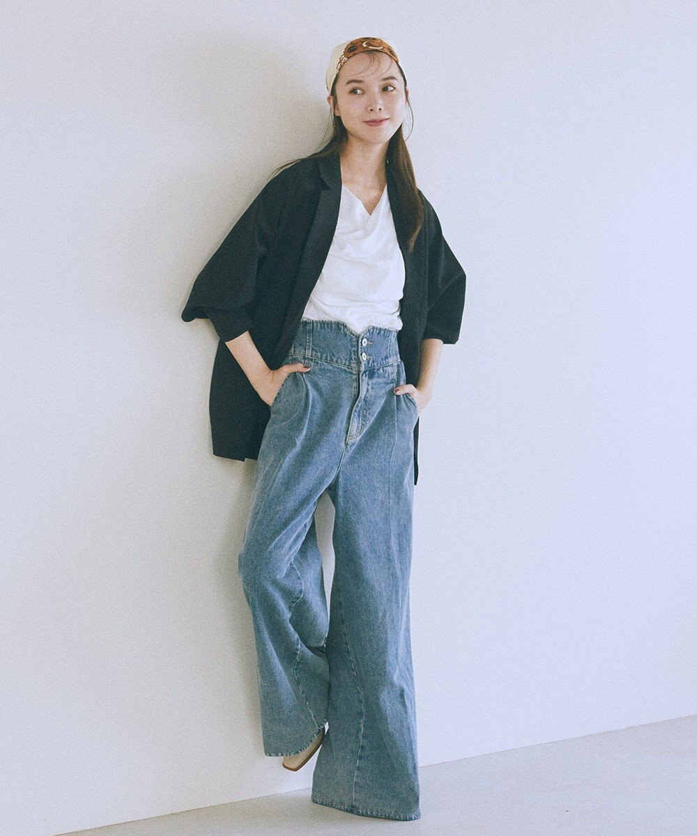 earth music&ecology ハイウエストデニムパンツ 