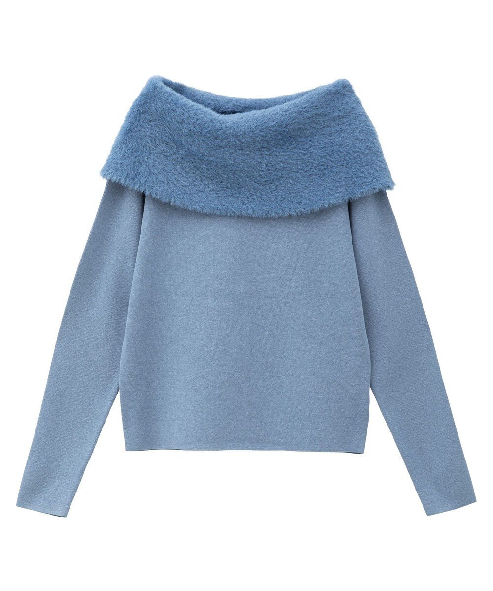 YECCA VECCA ファーMIXオフショルニット 