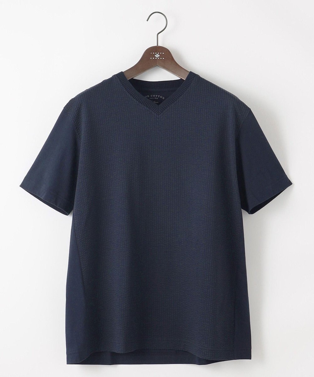 JOSEPH ABBOUD 【キングサイズ・オーガニックコットン使用・日本製】JOEコットンサッカー Vネック Tシャツ 
