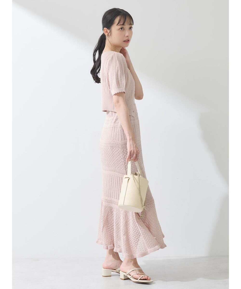 earth music&ecology ２点ＳＥＴ透かし編みカーディガン＋裾フレアスカート 