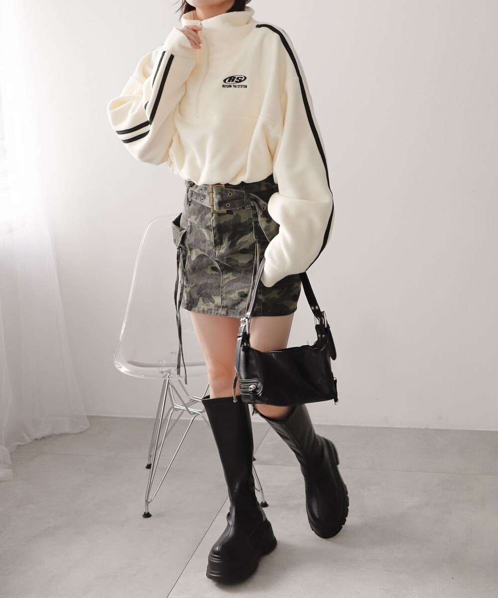 WEGO ハーフジップフリースショートプルオーバー 