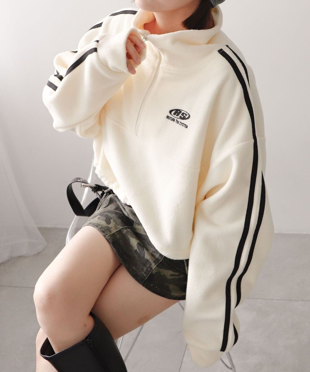 WEGO ハーフジップフリースショートプルオーバー 