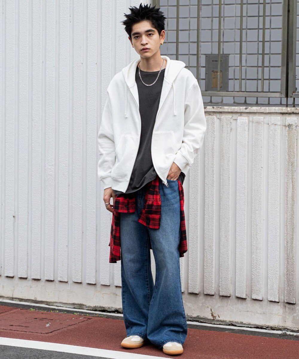 WEGO 【ユニセックス着用ITEM/裏起毛/SMLサイズ展開】リラックスフィットバックロゴジップパーカー 