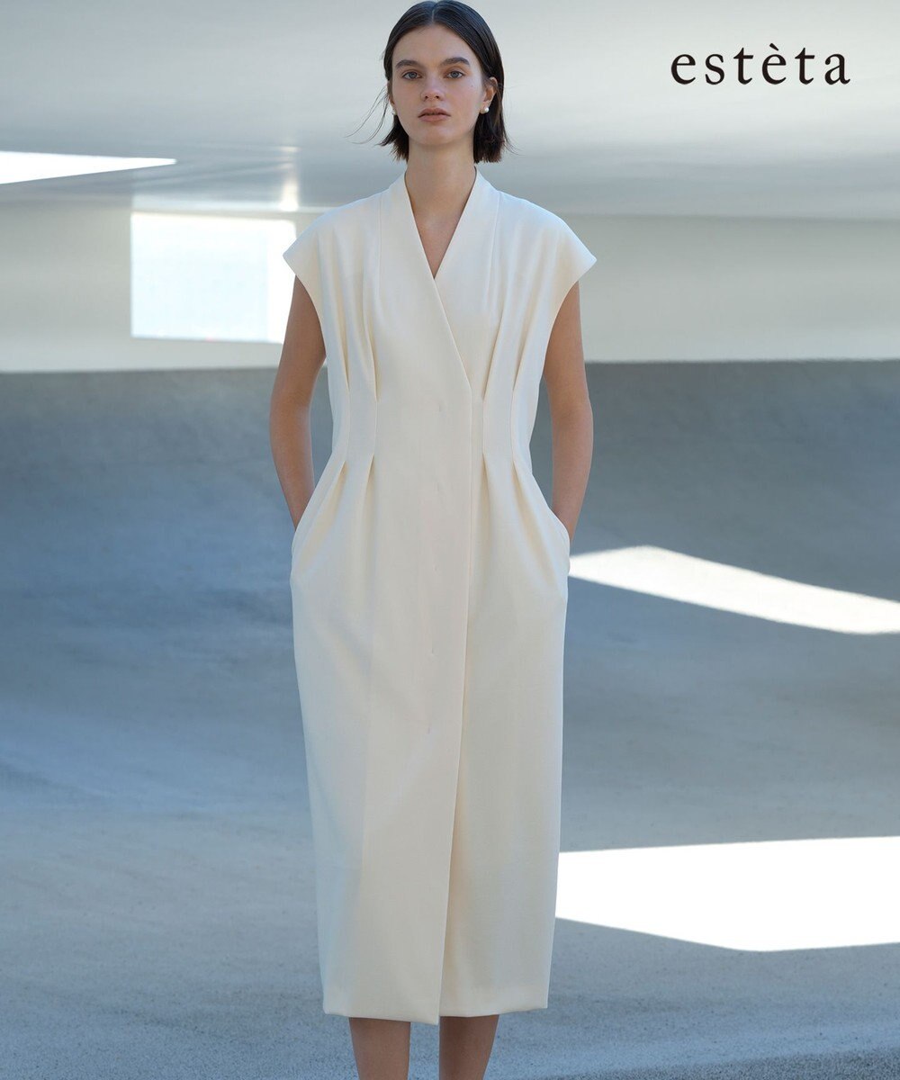 23区 【エステータ】マットクレープジョーゼット ワンピース 