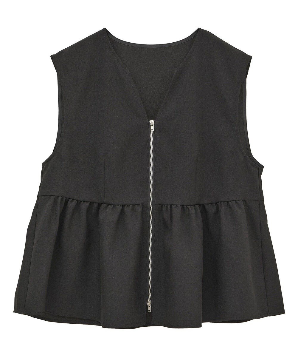 Green Parks 麻調ペプラムｚｉｐベスト 