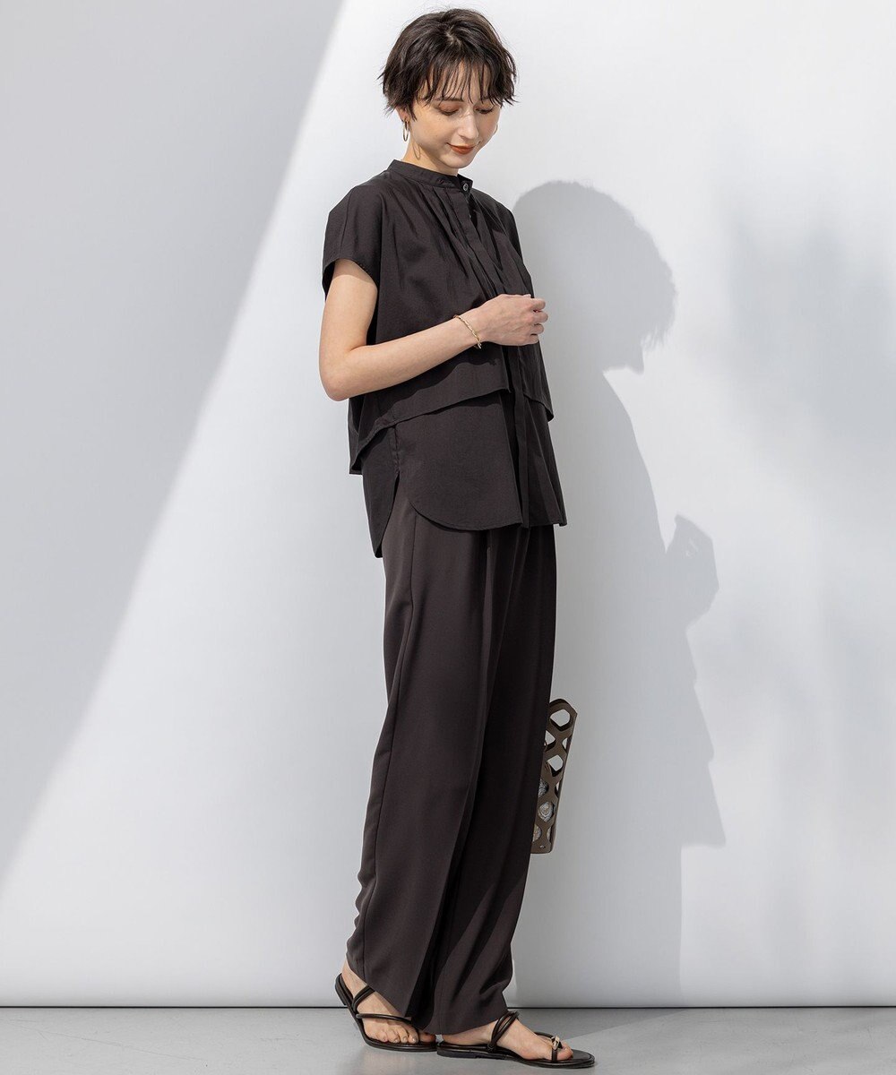 23区 【接触冷感/UVカット/吸水速乾】ストレッチジョーゼット ワイド パンツ 