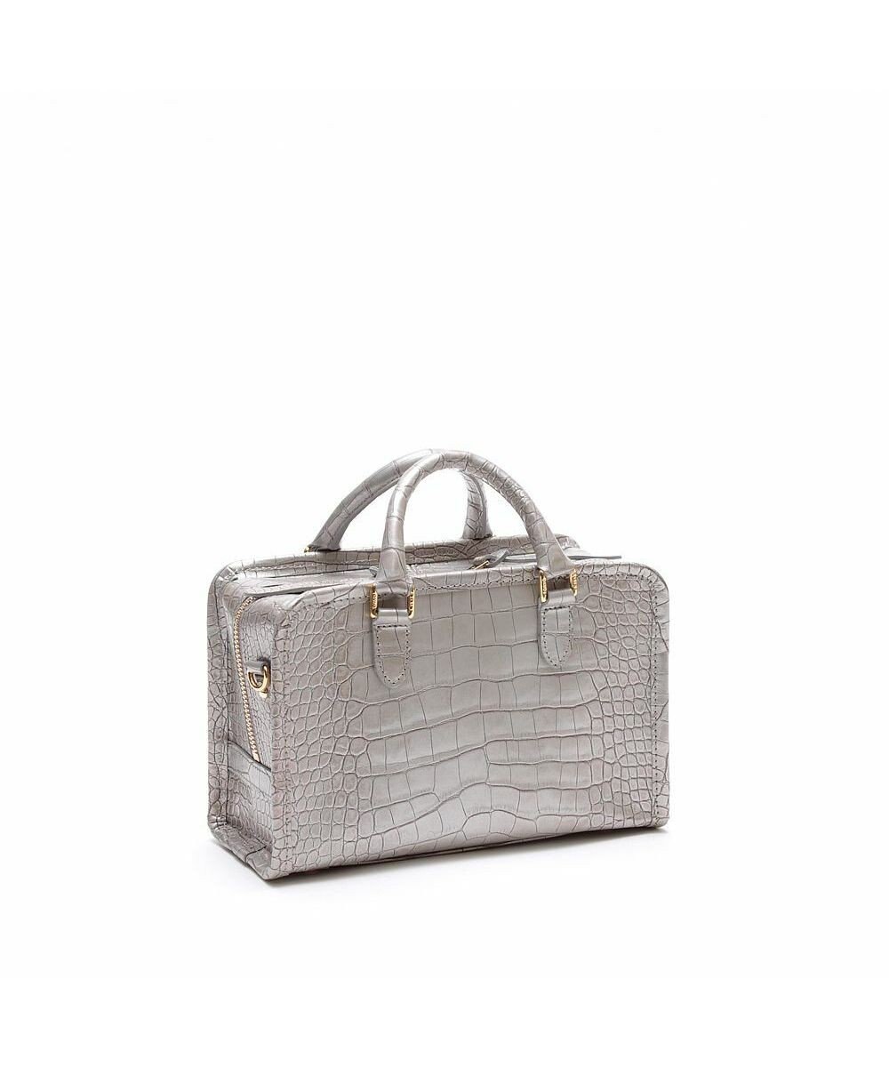 A.D.M.J. 【牛革】クロコ型押しヘリ巻きボストン23cm 