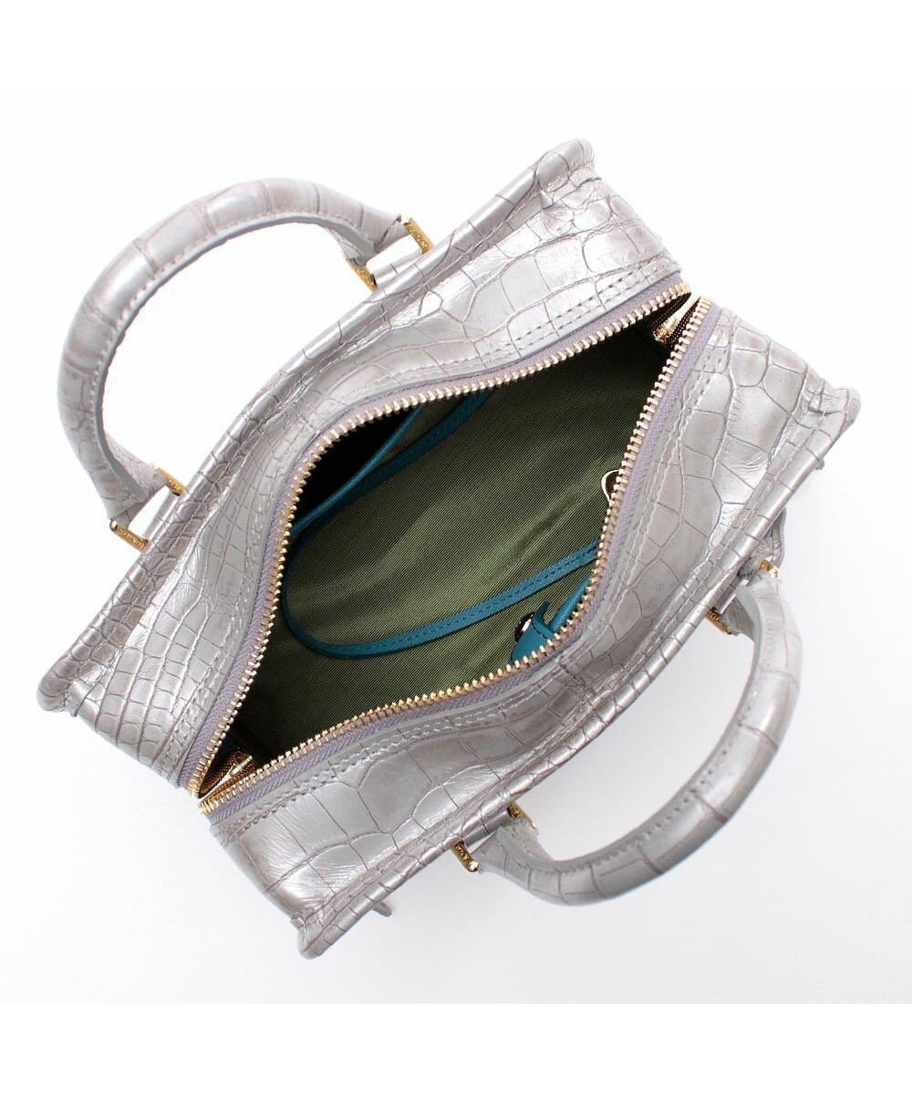 A.D.M.J. 【牛革】クロコ型押しヘリ巻きボストン23cm 