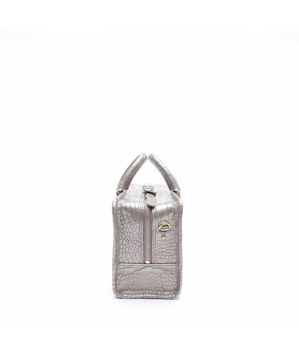 A.D.M.J. 【牛革】クロコ型押しヘリ巻きボストン23cm 