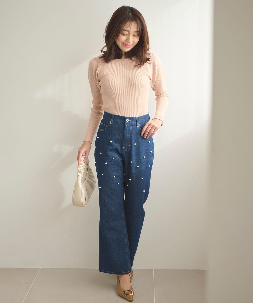 Feroux ランダムパールデニム パンツ 