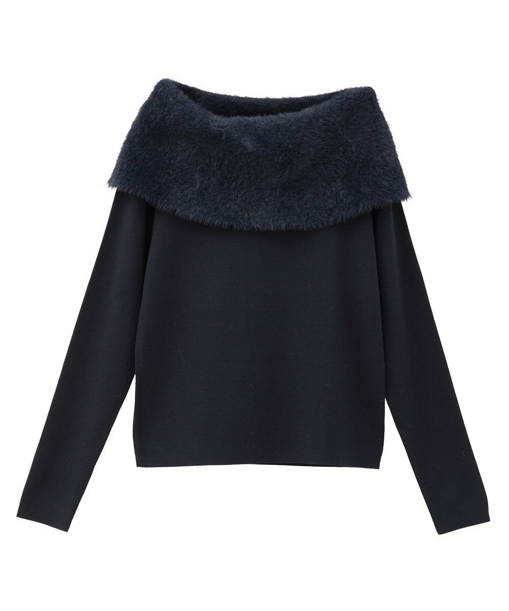 YECCA VECCA ファーMIXオフショルニット 