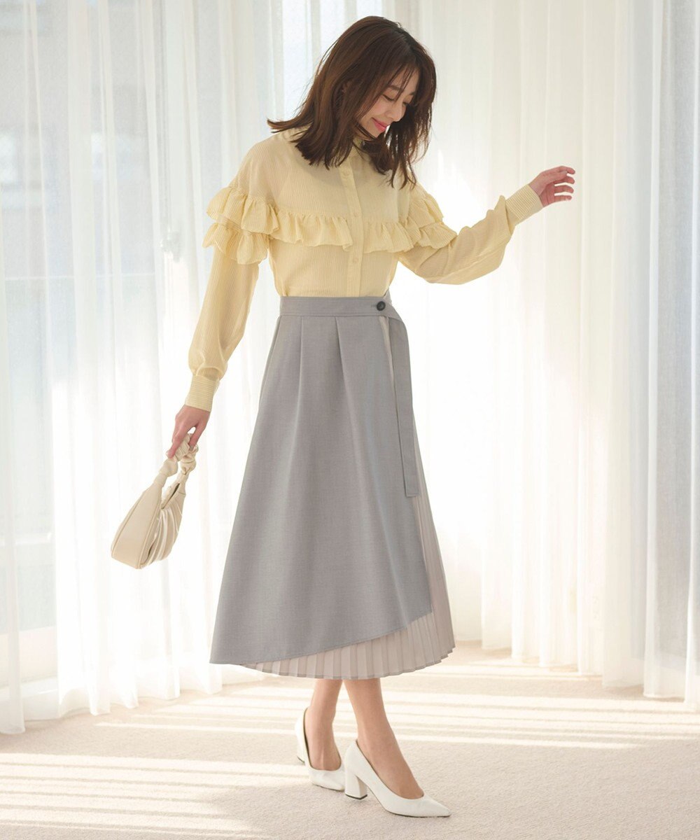 Feroux 【洗える】プリーツコンビ スカート 