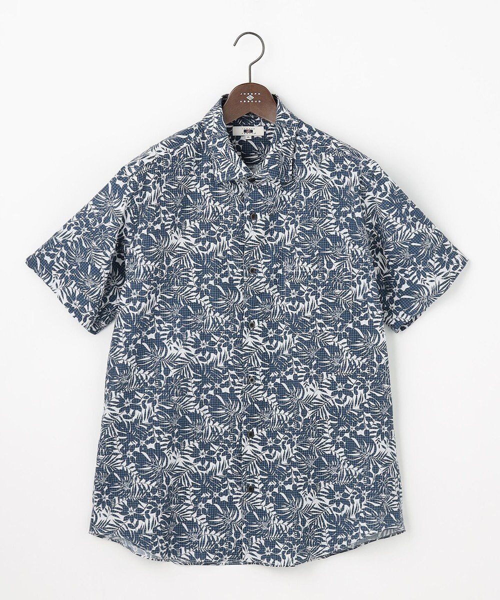 JOSEPH ABBOUD 【キングサイズ・清涼・JAPANファブリック】ビッグリーフサッカープリント 半袖シャツ 
