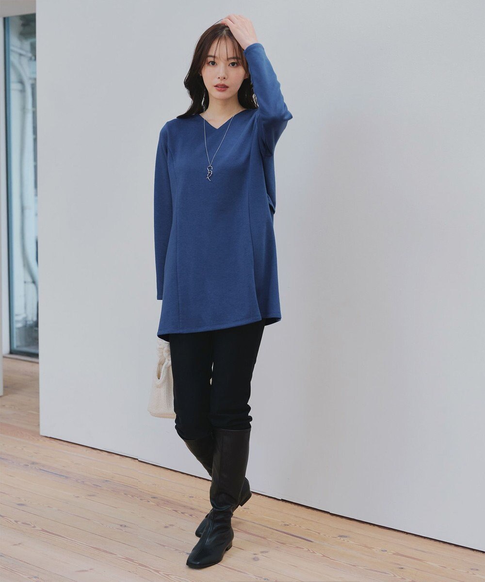 Tiaclasse L 【洗える】バックフレア裏毛チュニック 