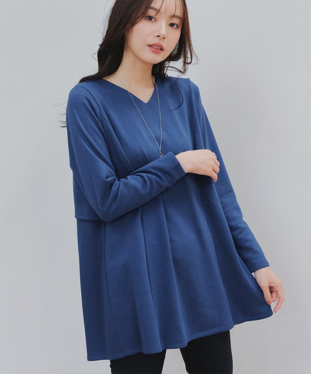 Tiaclasse L 【洗える】バックフレア裏毛チュニック 