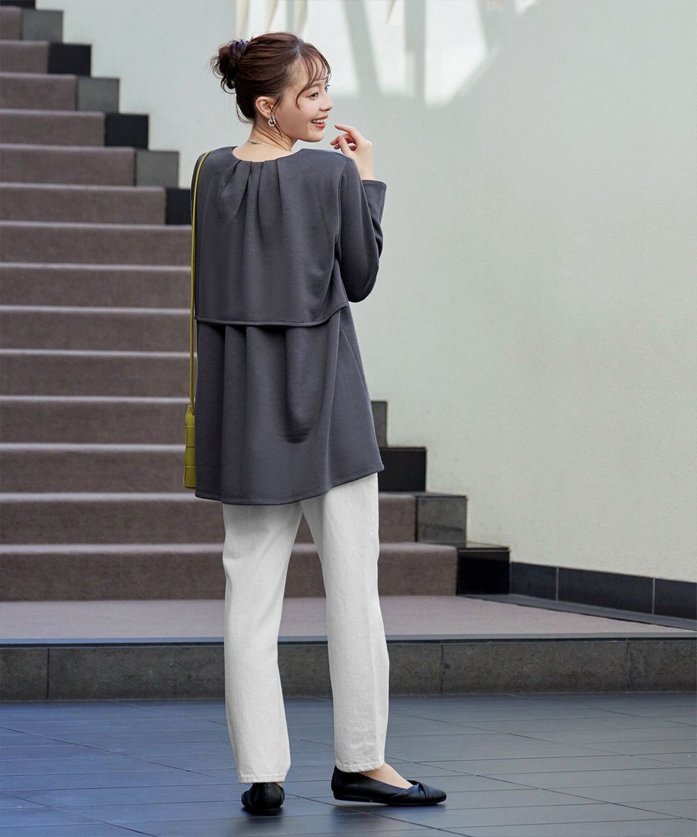 Tiaclasse L 【洗える】バックフレア裏毛チュニック 