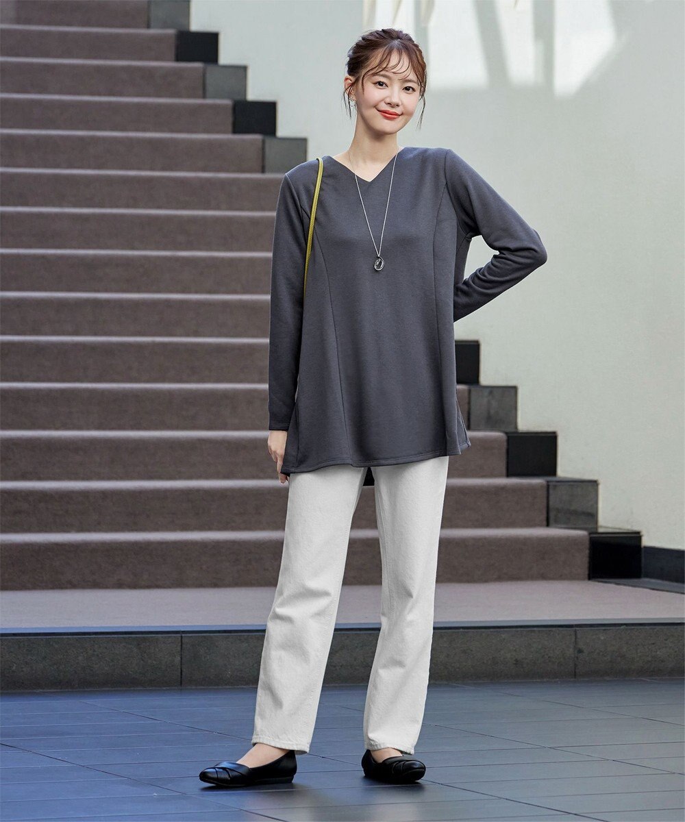 Tiaclasse L 【洗える】バックフレア裏毛チュニック 