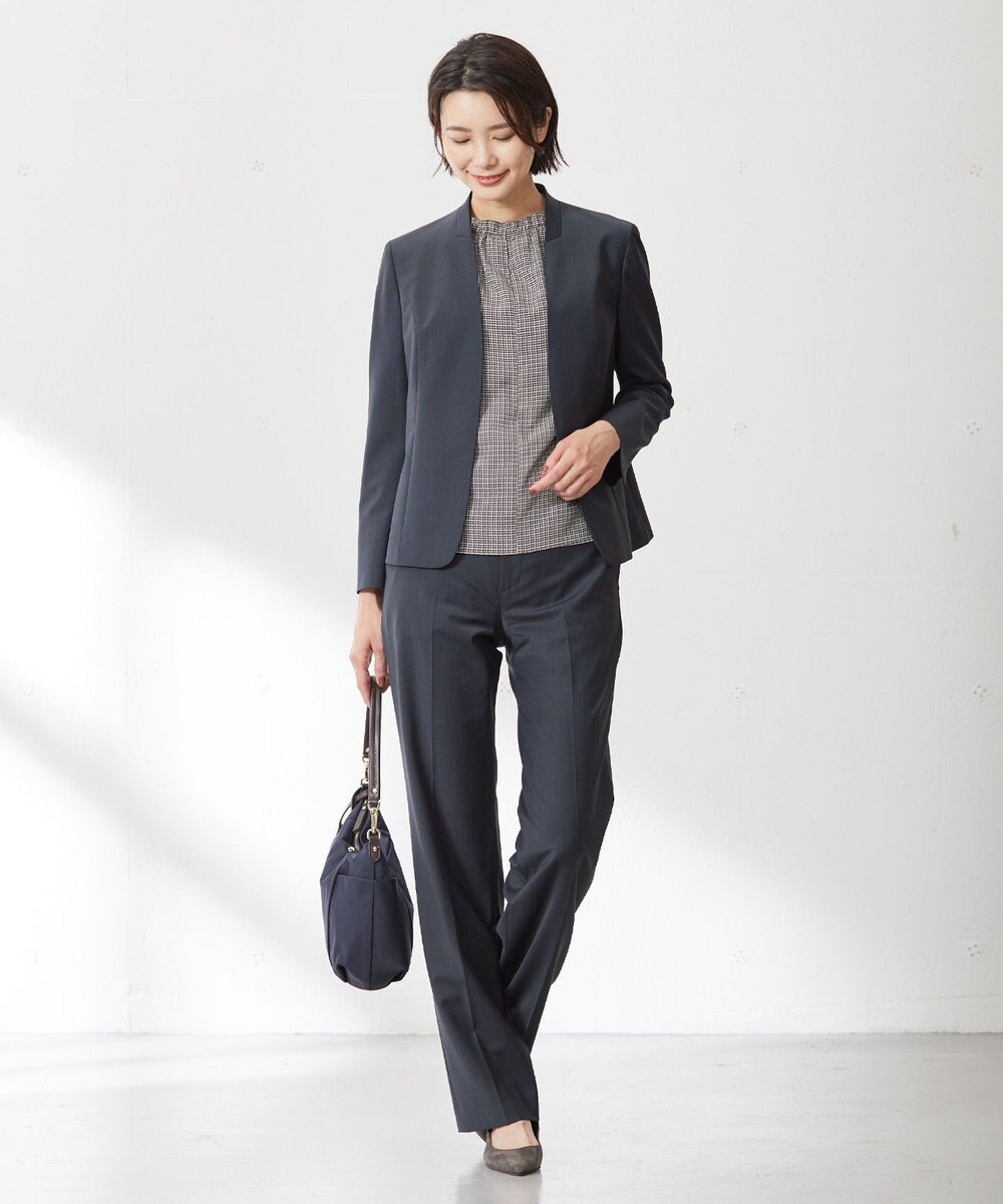 J.PRESS LADIES L チェックプリント スリットフリルネック カットソー 