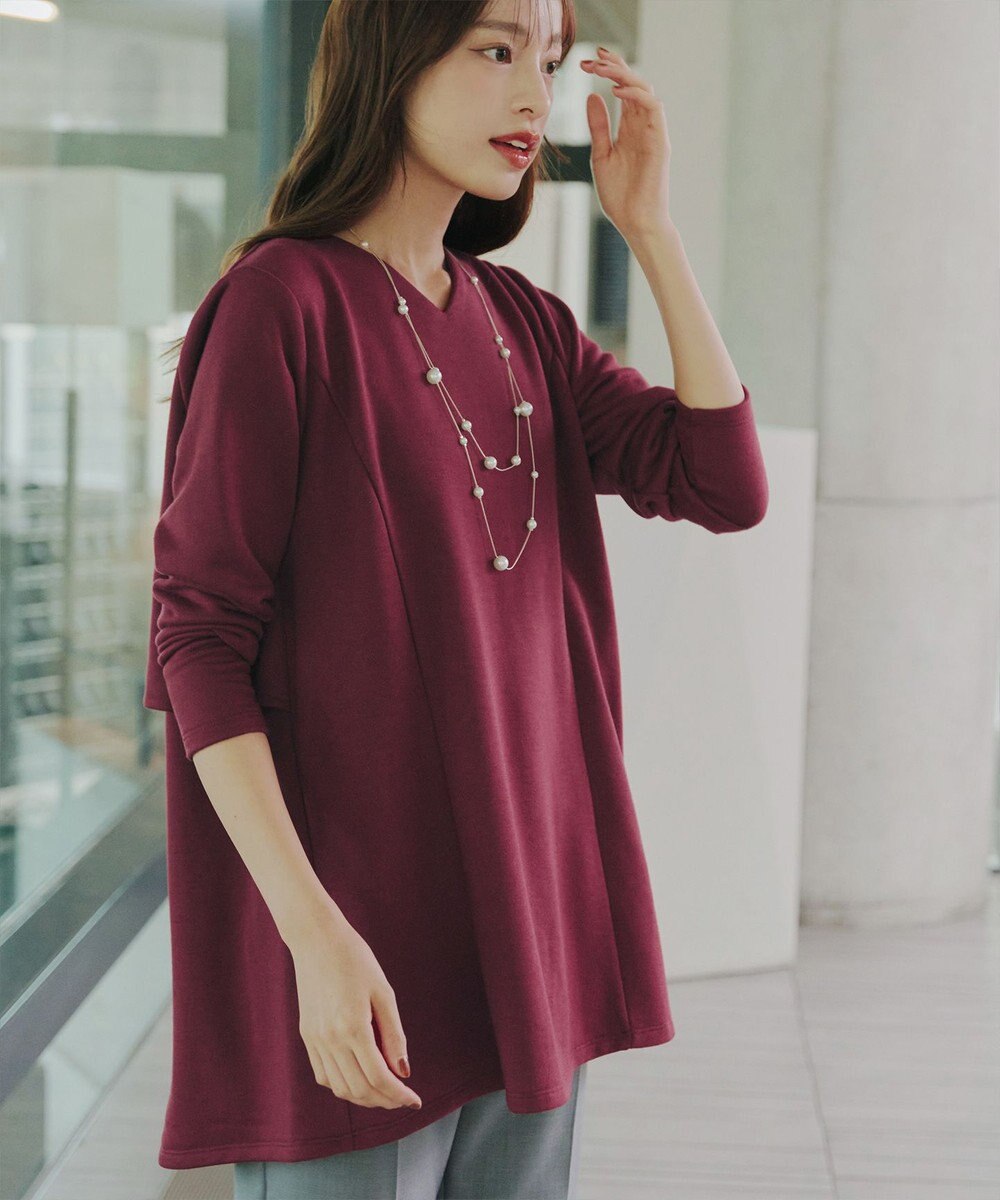 Tiaclasse L 【洗える】バックフレア裏毛チュニック 