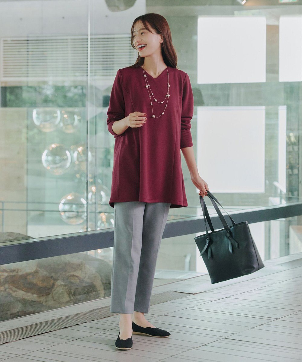 Tiaclasse L 【洗える】バックフレア裏毛チュニック 