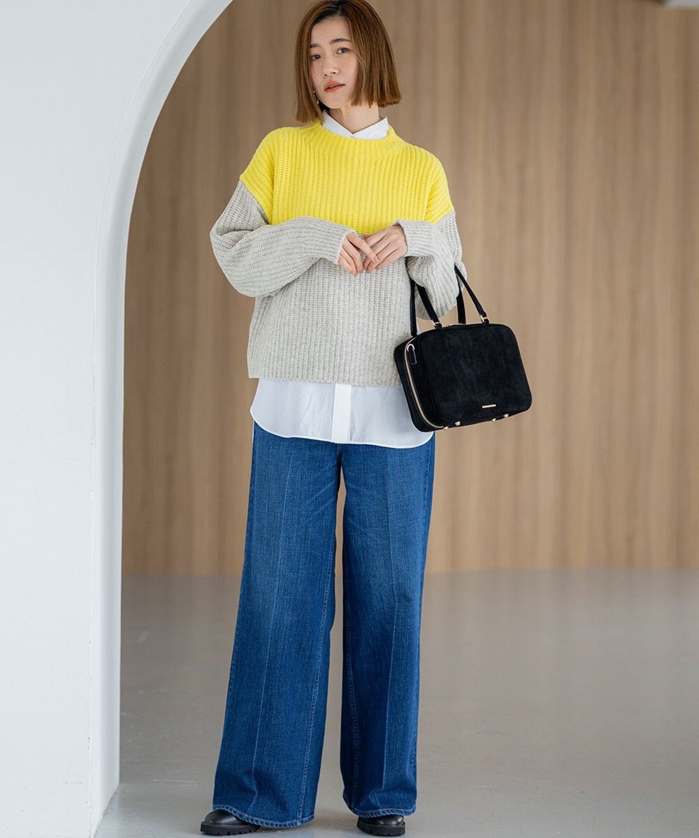 23区 S 【洗える】ウールカシミヤ カラーブロック バルキー ニット 