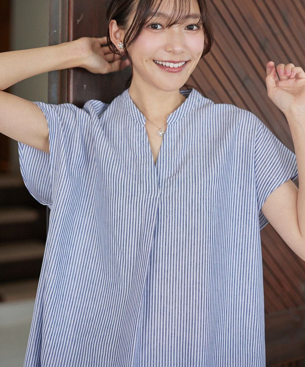 Tiaclasse リネンミックススキッパーシャツワンピース 