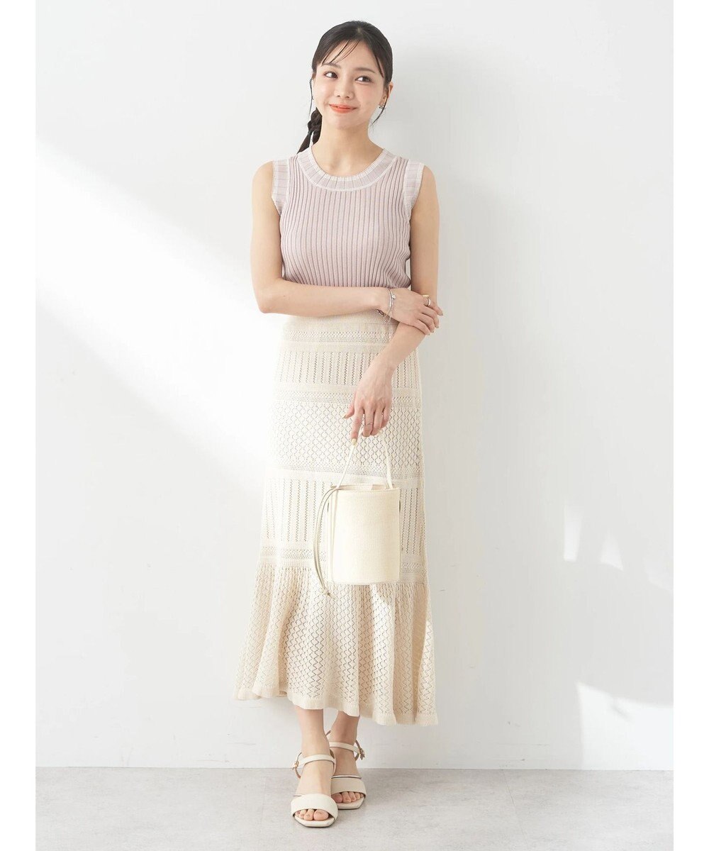 earth music&ecology ノースリーブラインニットプルオーバー 