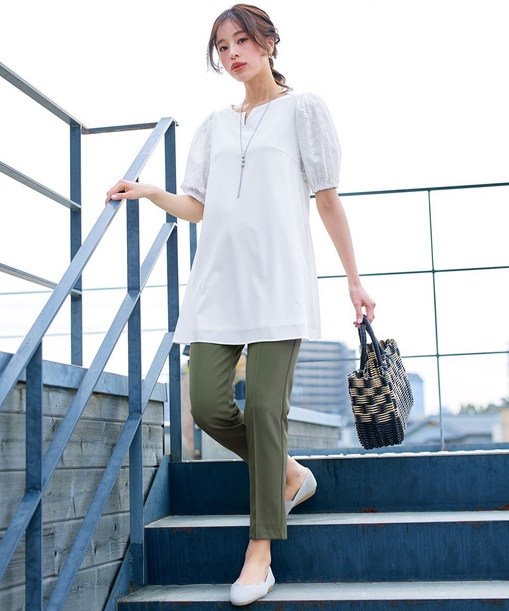 Tiaclasse 【2TYPE/総レース・袖レース】パンチングレースパフスリーブチュニックブラウス 