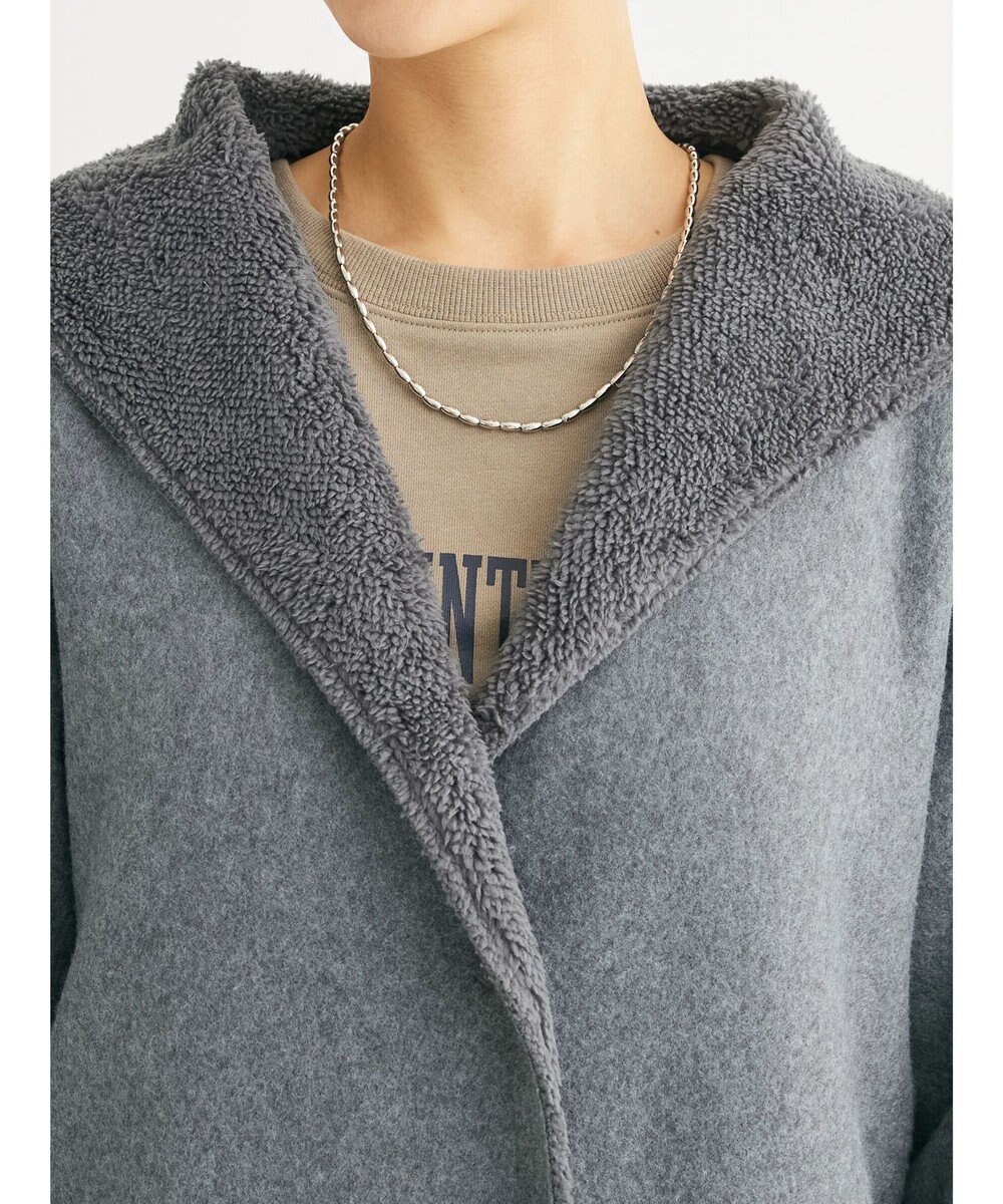 Green Parks フード付き裏ボアロングコーディガン 