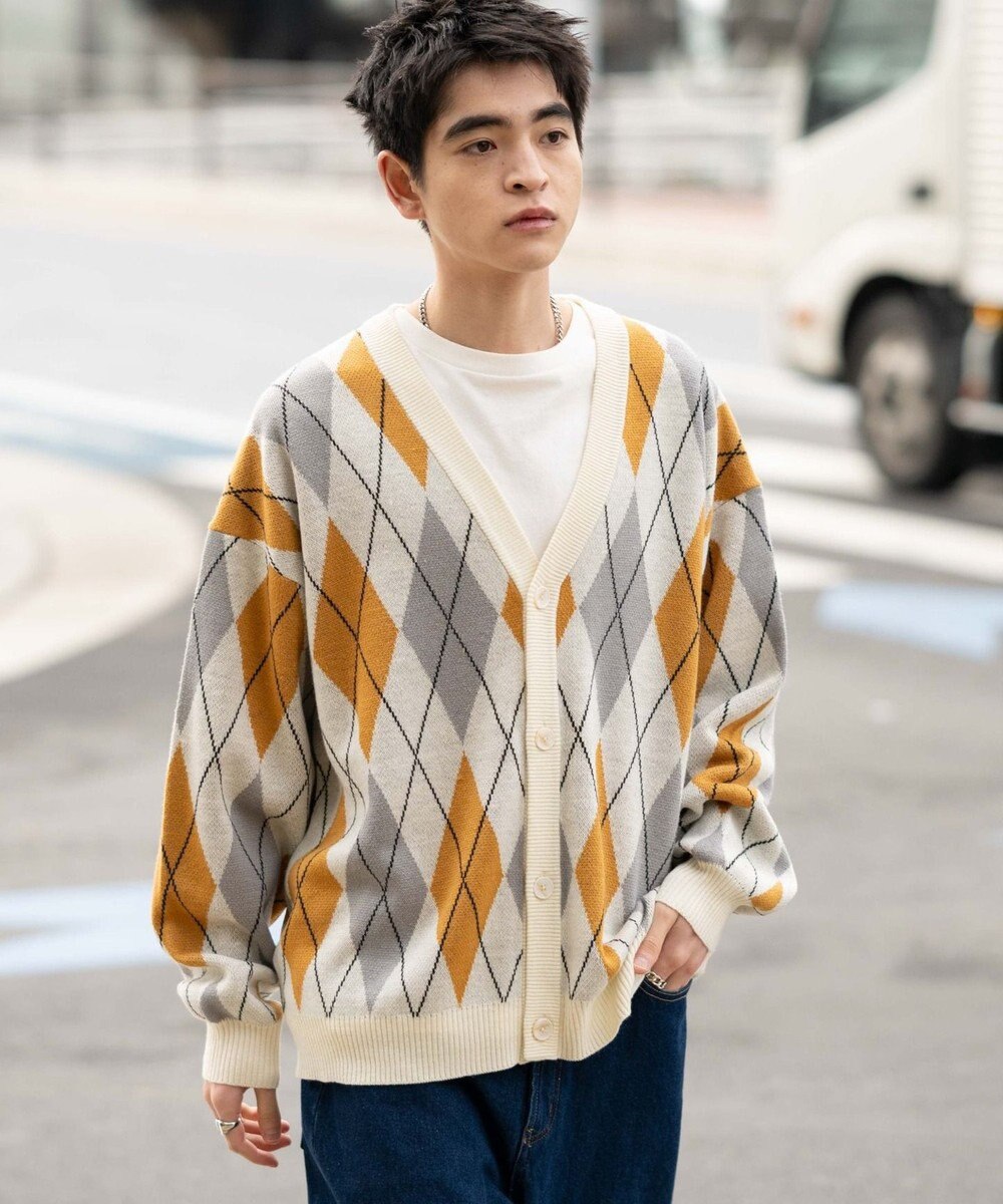 WEGO リラックスフィットパターンカーディガン 