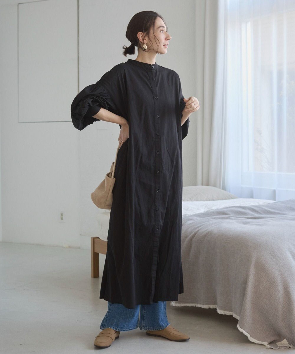 WEGO 【ANGIE VINTAGE】ボリュームスリーブ バンドカラー シャツワンピース 