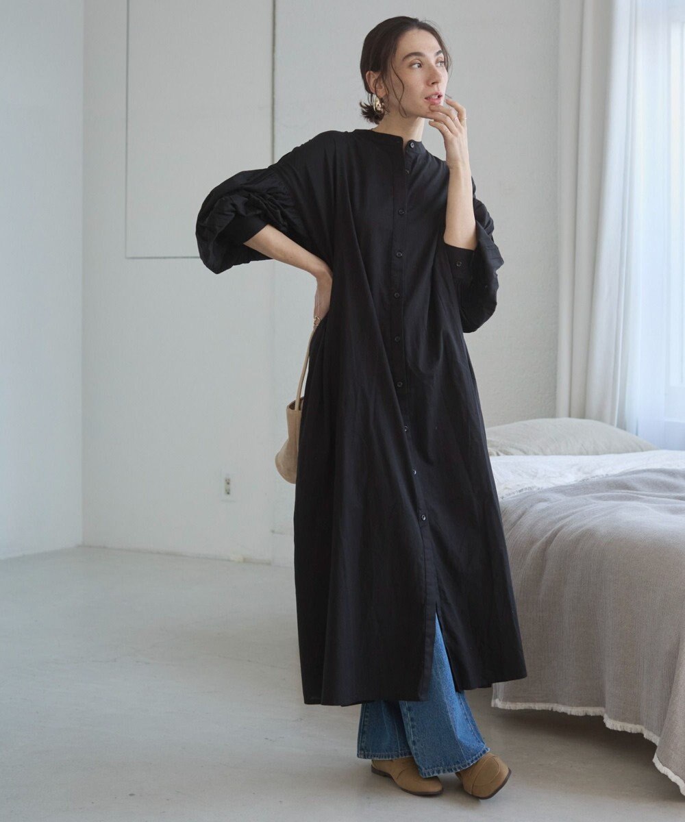 WEGO 【ANGIE VINTAGE】ボリュームスリーブ バンドカラー シャツワンピース 