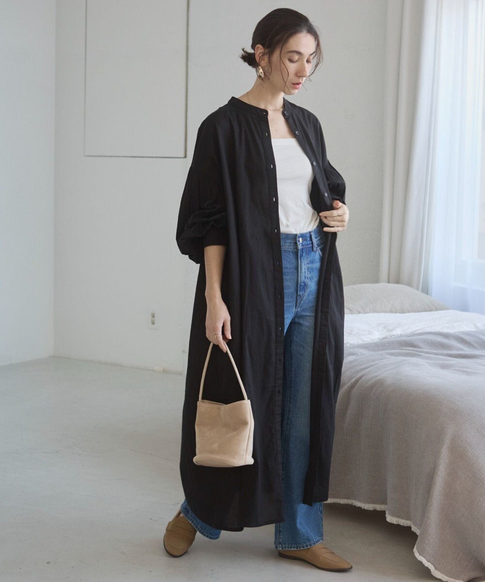 WEGO 【ANGIE VINTAGE】ボリュームスリーブ バンドカラー シャツワンピース 