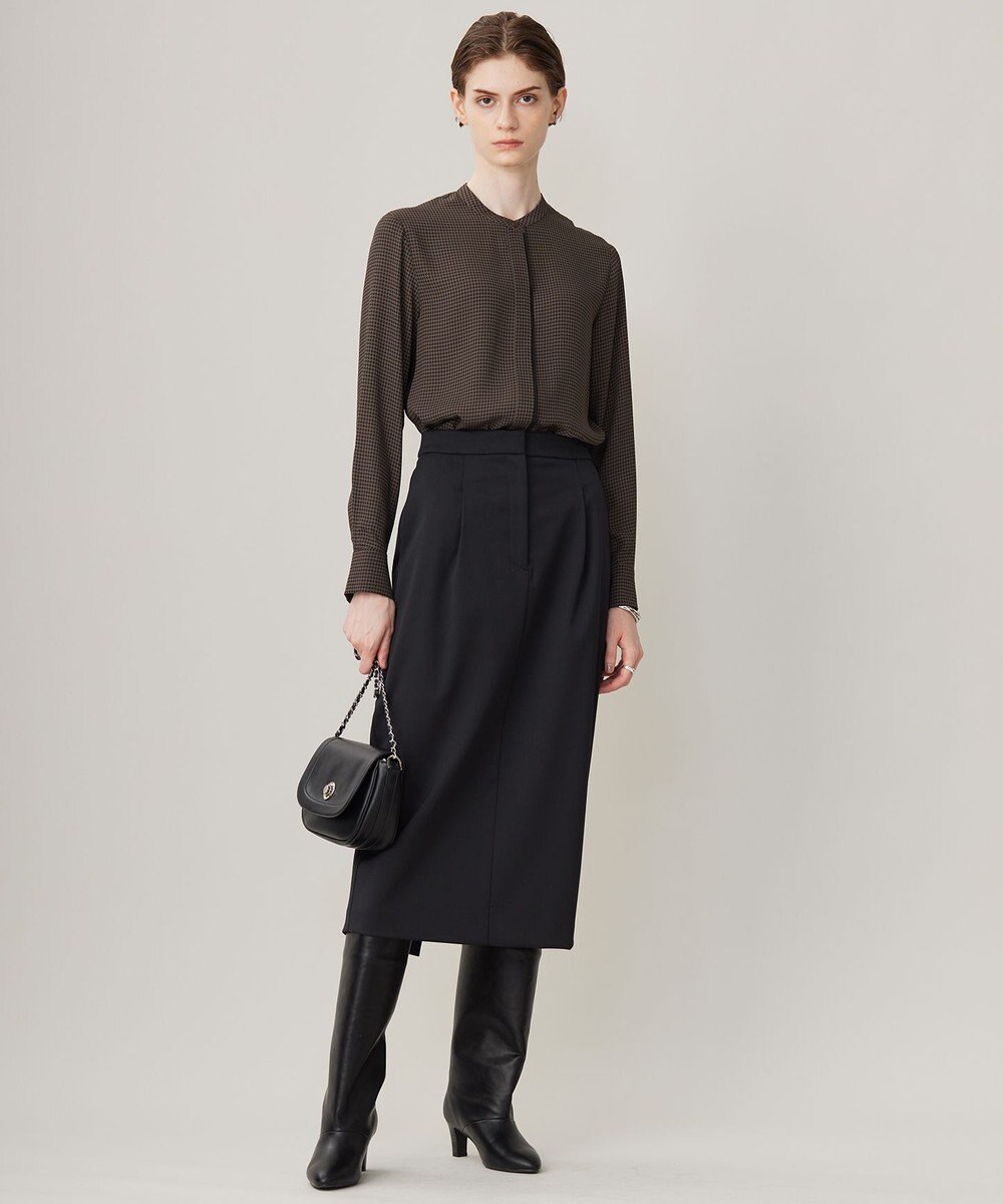 ICB 【接触冷感・UVケア・速乾・洗える】BackSatinAmunzen バンドカラーブラウス 