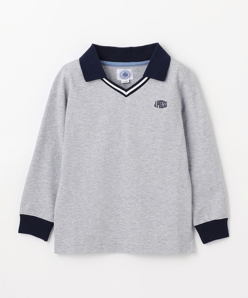 J.PRESS KIDS 【110-130cm】40/2天竺襟付き Vネック ポロシャツ 