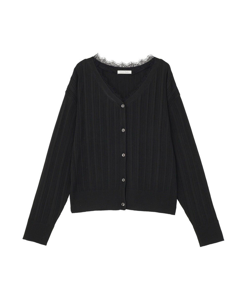 Green Parks レースドッキングニットカーディガン 