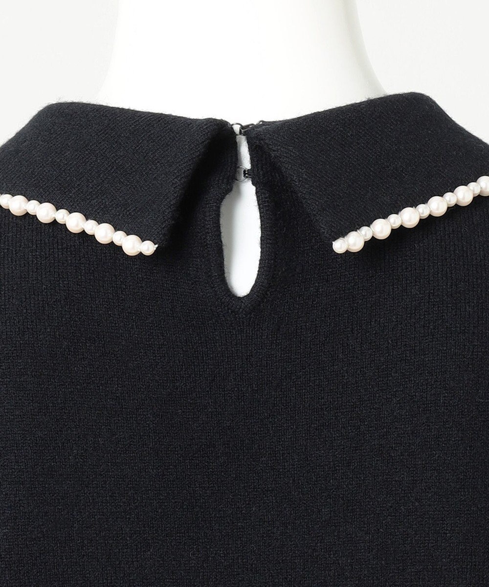 23区 【R(アール)】ウールカシミヤ パールトリム 襟付き五分袖ニット 