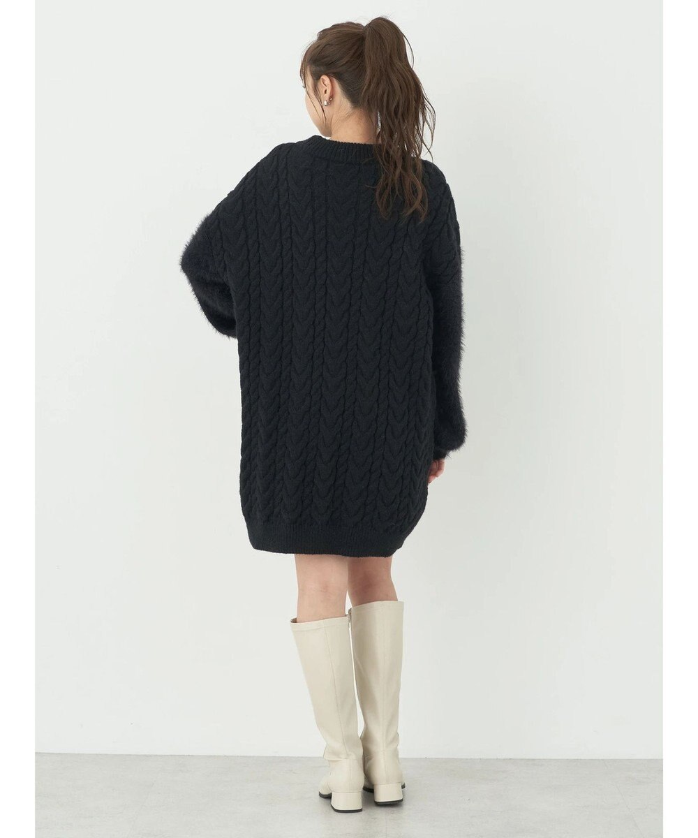 earth music&ecology 袖ファーケーブルミニワンピース 